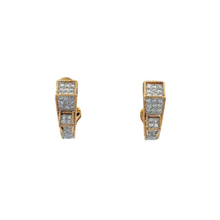 Two-Tone 18K Gold Diamonds Clip Earrings