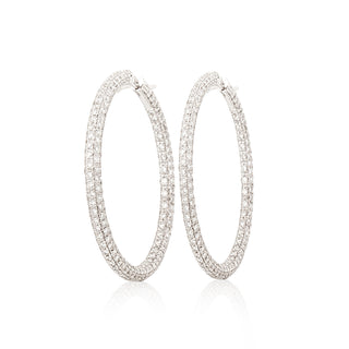 Estate Garavelli 18K White Gold Diamond Hoop Earrings