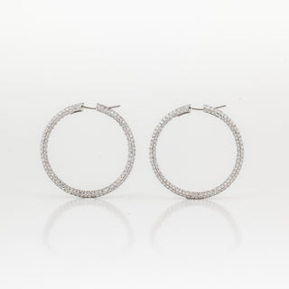 Estate Garavelli 18K White Gold Diamond Hoop Earrings