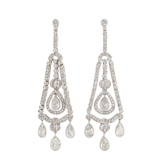 Art Deco Platinum Diamond Chandelier Earrings