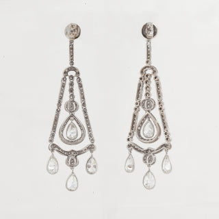 Art Deco Platinum Diamond Chandelier Earrings