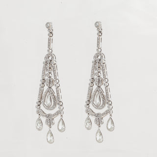 Art Deco Platinum Diamond Chandelier Earrings