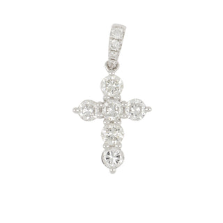 18K White Gold Diamond Cross Pendant