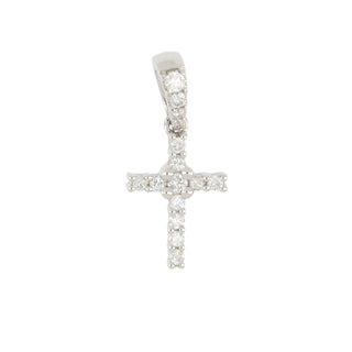 18K White Gold Diamond Cross Pendant