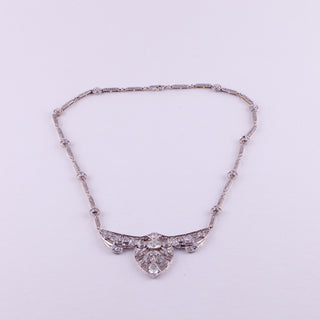 Art Deco Platinum Old European-Cut Diamond Plaque Bib Necklace