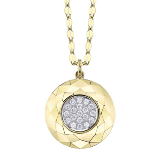 Shy Creation 14K Gold Circle Pave Diamond Pendant
