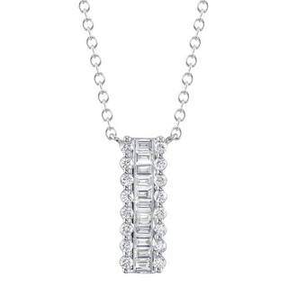 Shy Creation 14K White Gold Baguette-Cut Diamond Pendant Necklace
