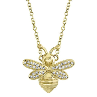 Shy Creation 14K Gold Diamond Bee Pendant Necklace