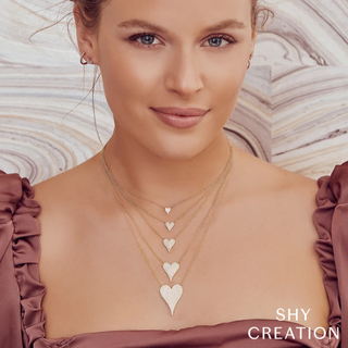 Shy Creation 14K Gold Pavé Diamond Heart Pendant Necklace