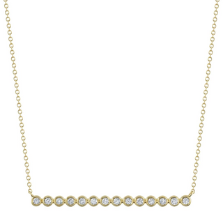 Shy Creation 14K Gold Bezel-Set Diamond Bar Necklace