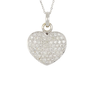 Estate 18K White Gold Pave Heart Pendant