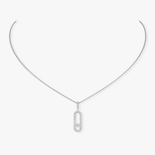 Messika 18K White Gold Pave Diamond Large Move Uno Necklace