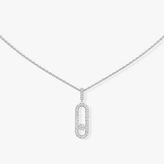 Messika 18K White Gold Pave Diamond Large Move Uno Necklace