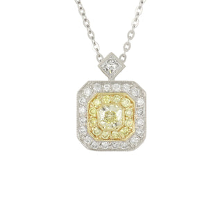 Estate J.B Star Two-Tone Fancy Yellow Diamond Pendant Necklace