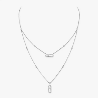 Messika Move Uno 18K White Gold Diamond Two-Row Pendant Necklace