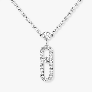 Messika Move Uno 18K White Gold Diamond Two-Row Pendant Necklace