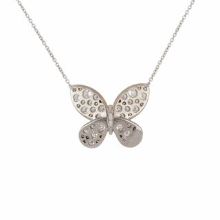 Estate Graff 18K White Gold Diamond Butterfly Pendant Necklace