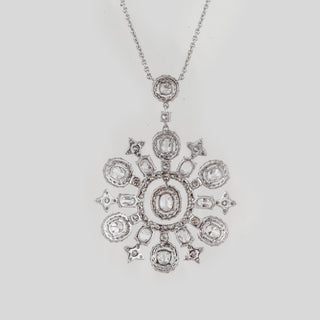 Estate 18K White Gold Diamond Snowflake Pendant Necklace