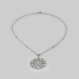 Estate 18K White Gold Diamond Snowflake Pendant Necklace