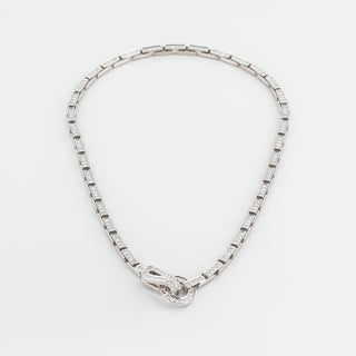 Estate Cartier 18K White Gold Agrafe Diamond Link Necklace