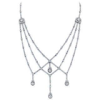 Art Deco Platinum Diamond Swag Necklace