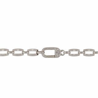 Art Deco 14K White Gold Carved Rock Crystal & Diamond Pendant Necklace
