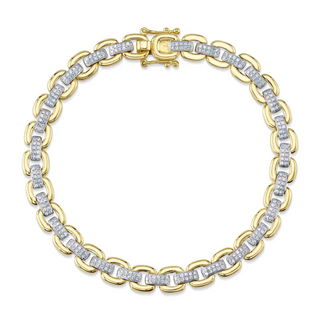 Shy Creation 14K Gold Diamond Link Bracelet