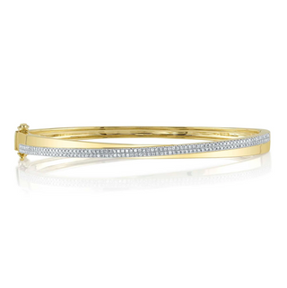 Shy Creation 14K Gold Diamond Crossover Bangle