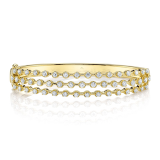 Shy Creation 18K Gold Multi-Row Diamond Crown Setting Bracelet