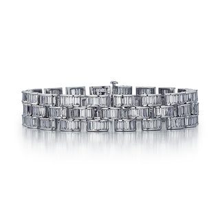 Vintage 1970s Platinum Baguette Diamond Link Bracelet