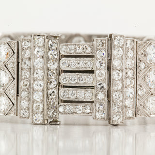 Art Deco Platinum Diamond Honeycomb Strap Bracelet