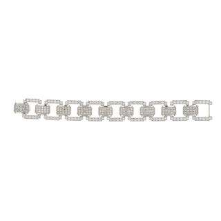 Retro 1940s 18K White Gold Diamond Squared Link Bracelet