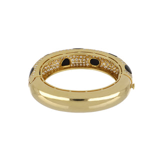 Estate 18K Gold Diamonds Bangle Bracelet with Onyx