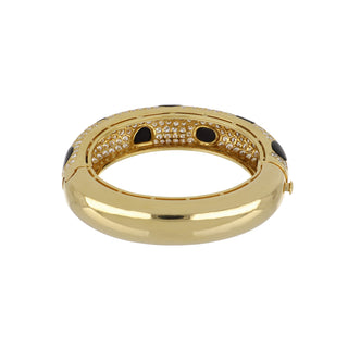 Estate 18K Gold Diamonds Bangle Bracelet with Onyx
