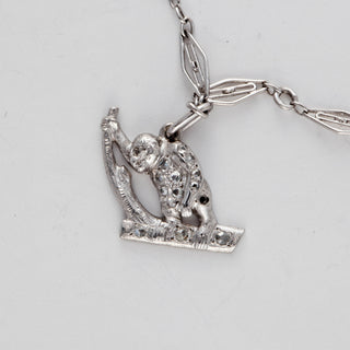 Art Deco Platinum Diamond Charm Bracelet