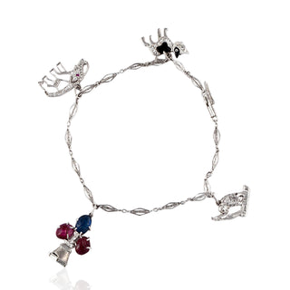 Art Deco Platinum Diamond Charm Bracelet