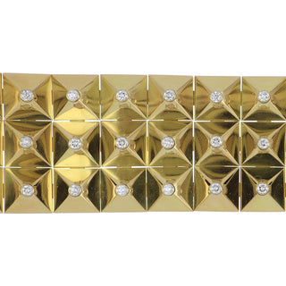 Aletto Brothers 18K Gold Pyramid Link Bracelet with Diamonds