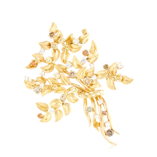 Vintage Julius Cohen 18K Gold Diamonds Brooch