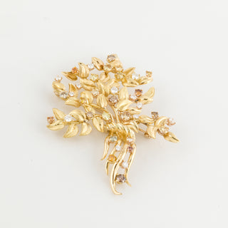 Vintage Julius Cohen 18K Gold Diamonds Brooch