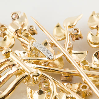 Vintage Julius Cohen 18K Gold Diamonds Brooch