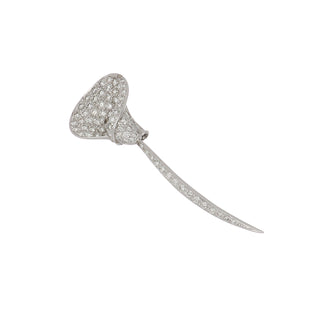 Estate 18K White Gold Diamond Flower Pin