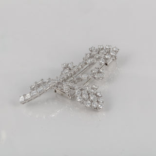 Mid-Century Platinum Diamond Flower Brooch