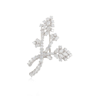 Mid-Century Platinum Diamond Flower Brooch