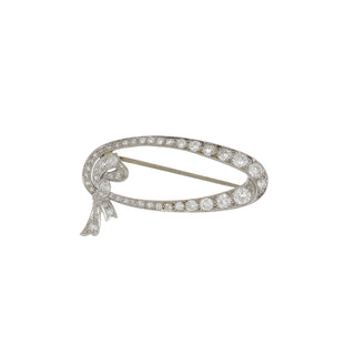 Art Deco Platinum Diamond Bow Brooch