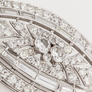 Estate Platinum Bagueete-Cut Diamond Brooch