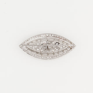 Estate Platinum Bagueete-Cut Diamond Brooch