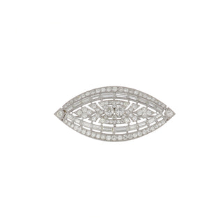 Estate Platinum Bagueete-Cut Diamond Brooch