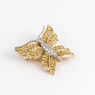 Estate Tiffany & Co. 18K Fancy Yellow Diamond Butterfly Brooch