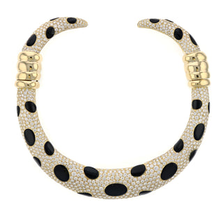 Estate 18K Gold Diamond & Onyx Spotted Jewelry Suite