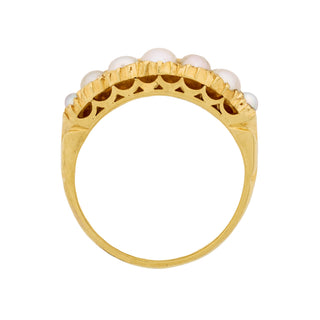 Victorian 18K Gold Emerald, Diamond and Split Pearl Ring